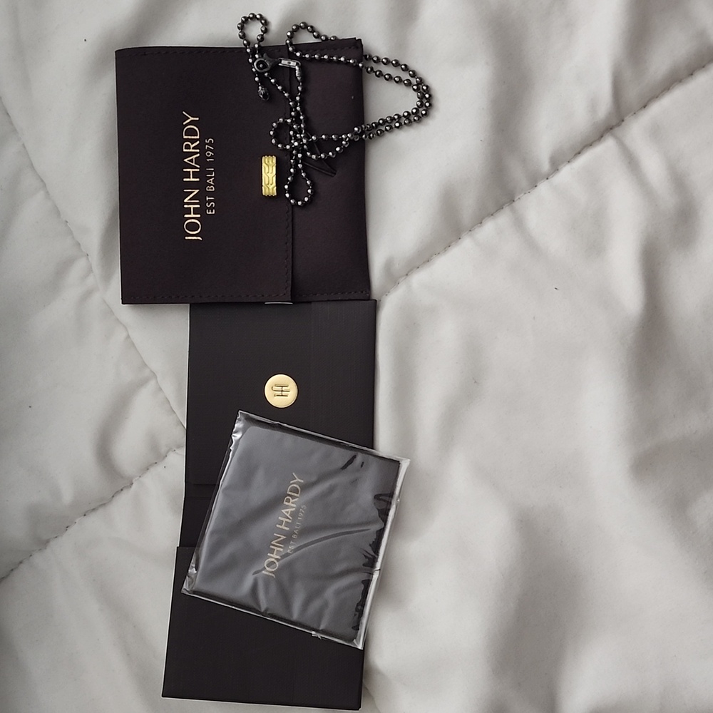 John Hardy Dark Beaded Necklace with Pouch